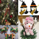 20Pcs Miniature Artificial Mini Brooms with Red Ropes Halloween Straw Dollhouse Decoration Witches Party Decor