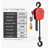 380V/220V 1 Ton Electric Lifting Household Crane Inverted Chain Hoist High-Efficiency
