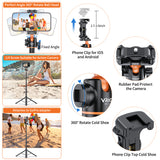 140cm/55in Selfie Stick Tripod Stand with Flexible Ball Head Phone Holder 1/4 Inch Screw Connection for Smartphone