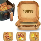 200PCS Air Fryer Paper Liners 20.32cm And 16.51cm, Square Non-Stick Parchment Paper,Oil Resistant,Disposable Food Grade Fre