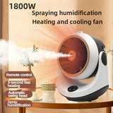 1pc Mini Electric Heater 1800W Spray Humidified Heater Portable Quick Heating Heater Thermostat Quiet Energy Saving Safe Wide Angle Air Heating Multiprotection Safe Indoor Heater Winter Spraying Humidification Heating And Cooling Fan Winter Essential