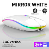 Rechargeable Bluetooth wireless mouse 2.4GHz USB RGB 1600DPI mouse, suitable for computers, laptops, game consoles, and mice