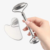 Board Facial Stainless Steel Roller Massager Double-headed Metal Beauty Scraping Set Home Portable And Comfortable