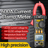 Clamp Meter 6000 Counts AC/DC Voltage 600A Current Multimeter Resistance Capacitance High Precision Tester Tool