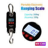 WH-C300 Portable 300kg/100g Hanging Electronic Lage Crane LCD Backlight Stainless Steel Hook Scale