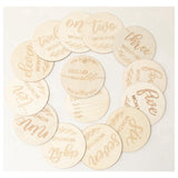 Wooden Milestone Cards Discs 14Pc Set For Baby Photos And First Year Milestones Durable Install Easy To Use