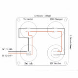 Dual USB Socket 2.1A+2.1A + 12V Power Outlet +NO-OFF Switch+ LED Voltmeter 4 in 1 Charger Panel for Car Motocycle