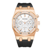 PINTIME Men's Watches Casuals Silicone Strap Fashion Quartz Wristwatch Sports Chronograph Calendar Clock Waterproof Reloj Hombre