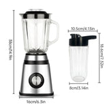 Personal Size Smoothie Cup - 500W Stainless Steel Small Blender for Kitchen, 2 Speed Adjustable with 48oz Glass