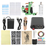 Complete Tattoo Supply Kit Precise Tattoos Good Conductivity 10 Wraps Tattoo Coil Machine Kit Adjustable 0‑18V for Tattoo Shop