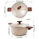 1pc, Stone Soup Pot, Non-stick Double-ear Stone Soup Pot, Composite Pan Bottom Cooking Pot, Induction Bottom Stew Cooking Pot