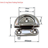1PCS 316 Stainless Steel Dring Deck 6mm/8mm10mm Mirror Polish Marine Grade Folding Pad Eye Lashing Tie Down Cleat for Yacht Boat