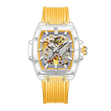 Watch for Men ONOLA Sprots Fashion Plastic Transparent Hollow Full Automatic Mechanical Watches Men Waterproof Clock