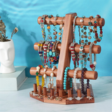 Wooden Holder Jewelry Brown 3 Tier Bangle Rack Bracelet Display Stand for Lady Bathroom Store Bedroom