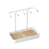 Organizer Stand, Necklaces Holder with Wooden Tray, Necklace Display Stand Jewelry Storage Hooks White
