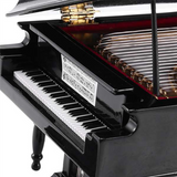 Miniature Grand Piano Model Kit Musical Instrument with Chair,for Home Office Decoration(Black, Without Music) Small