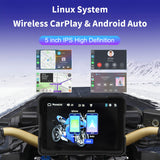 Waterproof 5 Inch Navigator 1000Nit Screen Portable Motorcycle Wireless Carplay with Cameras Dual Bluetooth