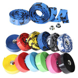 2pcs Road Bike Bicycle Handlebar Tape Camouflage Cycling Handle Belt Cork Wrap with Bar Plugs