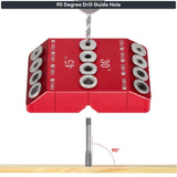 30/45/90° Angle Hole Guide Jig for Angled and Straight Hole,Cable Railing Lag Screw Drilling Template,4 Drill Bits