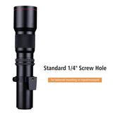 500mm F/8.0-32 Super Telephoto Lens Manual Zoom + T-Mount to F-Mount Adapter Ring Kit for Nikon D3300 D3400 D3500 D5300 D5500