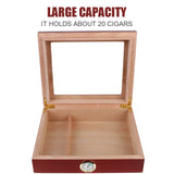 Cigar Humidor Case Smoking Accessories Cedar Wood Cigar Travel Humidor Box Transparent Skylight With Hygrometer Humidifier