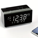 1PC FM & DAB Radio Alarm Clock With USB Charging Port, Bluetooth Stereo Speaker, Headphone Jack, Dual Alarm, Snooze, Dimmable LCD Display