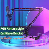 Bracket Microphone Arm with RGB Light Rotatable Suspension Boom Scissor Stand