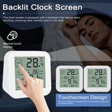 Hygrothermograph Dual LCD Digital Humidity and Temperature Meter Tester Indoor Table Clock Touching Screen Gauge