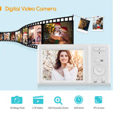 4K U-ltra H-D 56MP Portable Digital Camera 2.7-inch TFT Screen 20X Zoom Anti-shaking with 2pcs Batteries for Kids Teens Gift