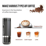 Portable 3-in-1 Wireless Maker - Compatible with Capsules & Ground Coffee, Electric Espresso Machine for Car.