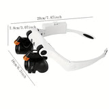 Foldable LED headwear magnifying glass and 21 level magnifying glass with battery for reading