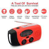 Multifunctional Solar Hand Crank AM FM SW Emergency Weather Radio with Flashlight 2000mAh Phone Charger Power Bank