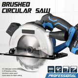 165mm Blade Wood Cordless Circular Saw Fast Charger 4300rpm Cutting Angle Adjustable Laser Base Plate