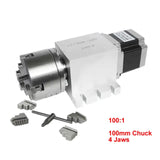 NEMA 34 Harmonic Drive Reducers A Rotary Axis Chuck 100mm 3 4 Jaws Speed Reducing Ratio 100:1 for Wood CNC Router hine