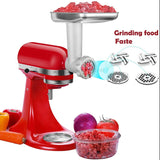 Food Grinder Attachments For Kitchenaid Stand Mixers With 2 Sausage Stuffer Tubes & 4 Grinding Plates To Work As Meat