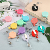 50 Pcs Retractable Reel Clips Mixed Solid Color Nurse Students Doctor Badge Holder for Hanging ID Card