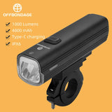OFFBONDAGE USB Rechargeable Rainproof Bicycle Light 1000Lumen MTB Front LED 4800mAh Flashlight Bike Lamp