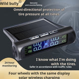 Car with display four wheel external wireless solar tire pressure monitor