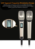 New Product Professional Vocal Mic Set 2 UHF Dynamic Handheld Wireless Microphone Good Quality Stage Karaoke Uhf 2023