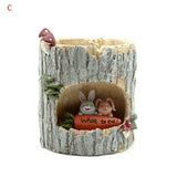 Lovely Stump Plant Pots Resin Animal Story Pot Garden Home Decoration Resin Flower Pots Garden Balcony Decoration Flowerpot