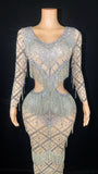 Fashionable and elegant long runway show, host dress, luxurious evening dress