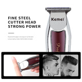 New Best Quality Professional Cordless Hair Trimmer Kemei Km-Wl9164 Silver Usb Rechargeable Hair Clippers