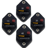 12-32V Circuit Breaker Trolling Motor Car Marine Boat Stereo Audio Inline Inverter Waterproof with Manual Reset Switch Fuse 15A