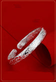 Silver Bracelet Full Of Flowers Solid Adjustment
