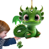 Christmas Tree 2D Cute Green Dinosaur Ornaments Acrylic Winter Festival Animal Car Pendant For Balcony