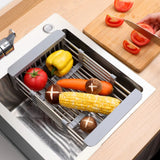 1PC Retractable Drain Basket with Adjustable Armrest Stainless Steel Drying Dish Rack Kitchen Sink Storage basket drain rack