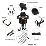 Safety Child Bicycle Front Baby Seat Kids Saddle with Foot Pedals Support Back Rest for MTB Road Bike