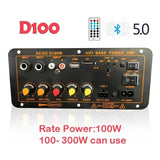 D10 Bluetooth Audio Amplifier Board 30-120W Subwoofer Dual Microphone AMP Module for 4 ohms 8-12 inch Speaker 12/24V 110/220V
