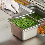 6 Pack Anti-Jam Slotted Hotel Pans with Lids, 1/6 Size 4 Inch Deep, Commercial 18/8 Stainless Steel Steam Table Food Pan