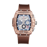 PINTIME Men's Watch Top Brand Luxury Transparent Case Hollow Dial Quartz Watch Waterproof Sport Calendar Wristwatch Reloj